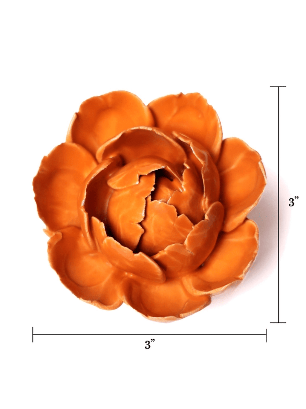 Ceramic Small Orange Peony Flower figurine La Vie Bien Ceramic Small Orange Peony Flower