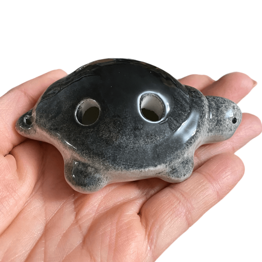Ceramic Turtle Ocarina Ocean Black by Music Frog Co