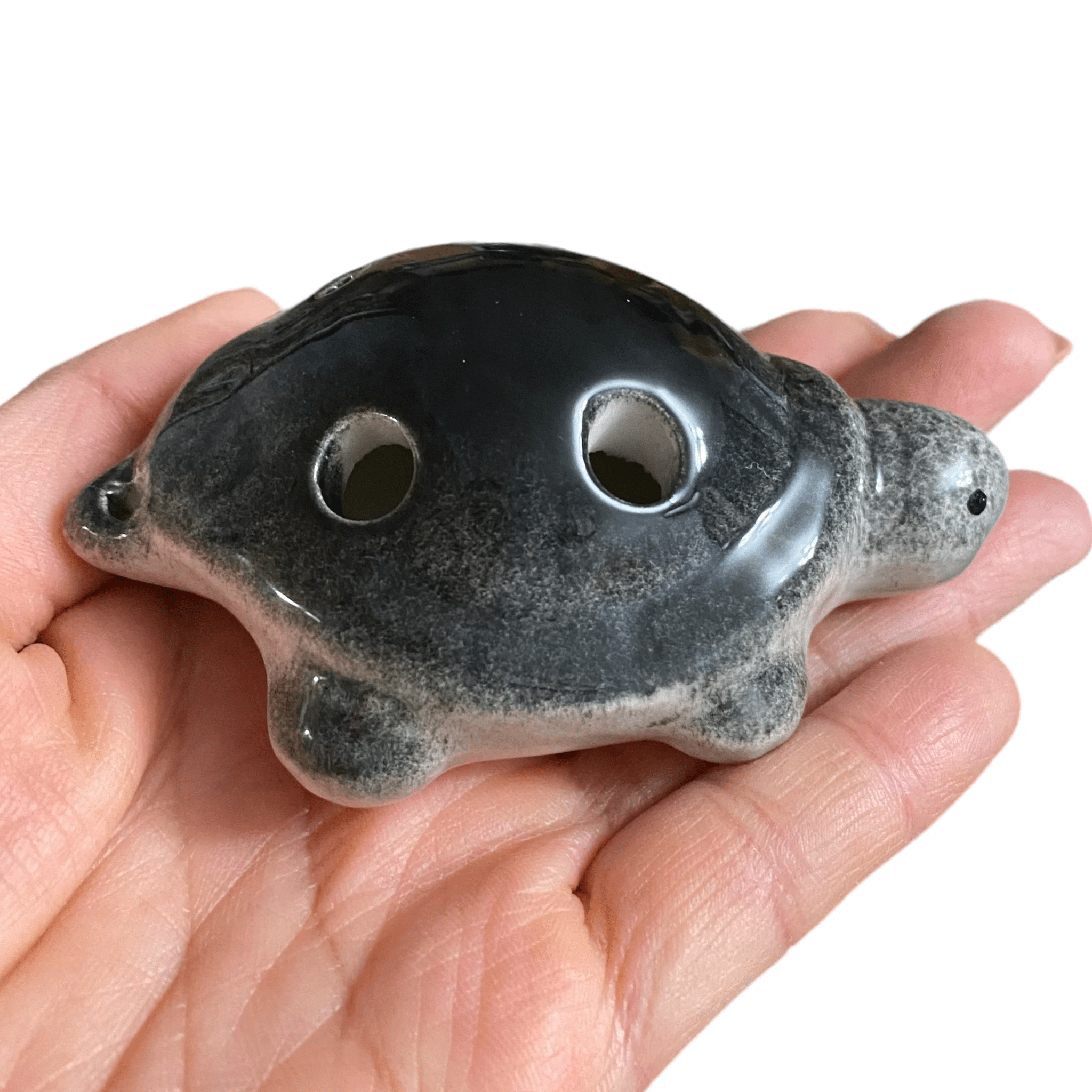 Ceramic Turtle Ocarina Ocean Black by Music Frog Co