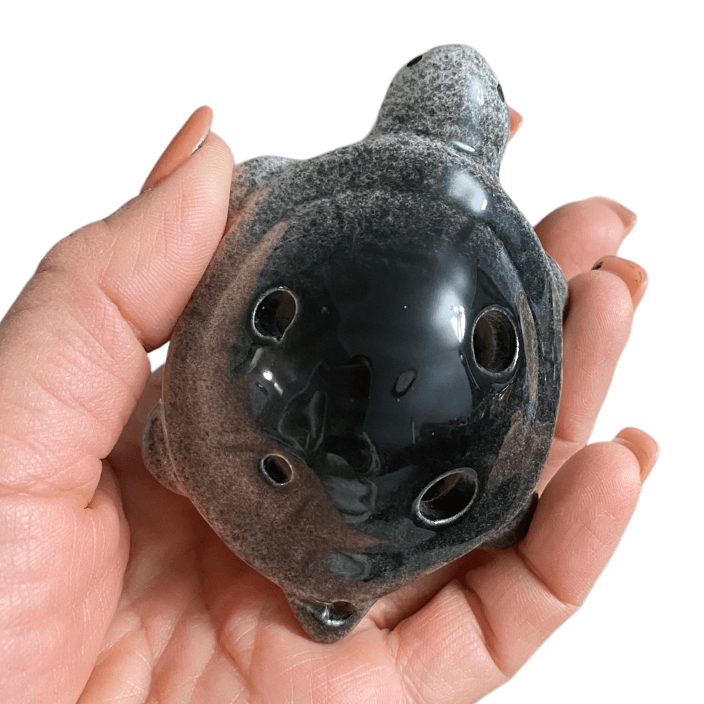 Ceramic Turtle Ocarina Ocean Black by Music Frog Co
