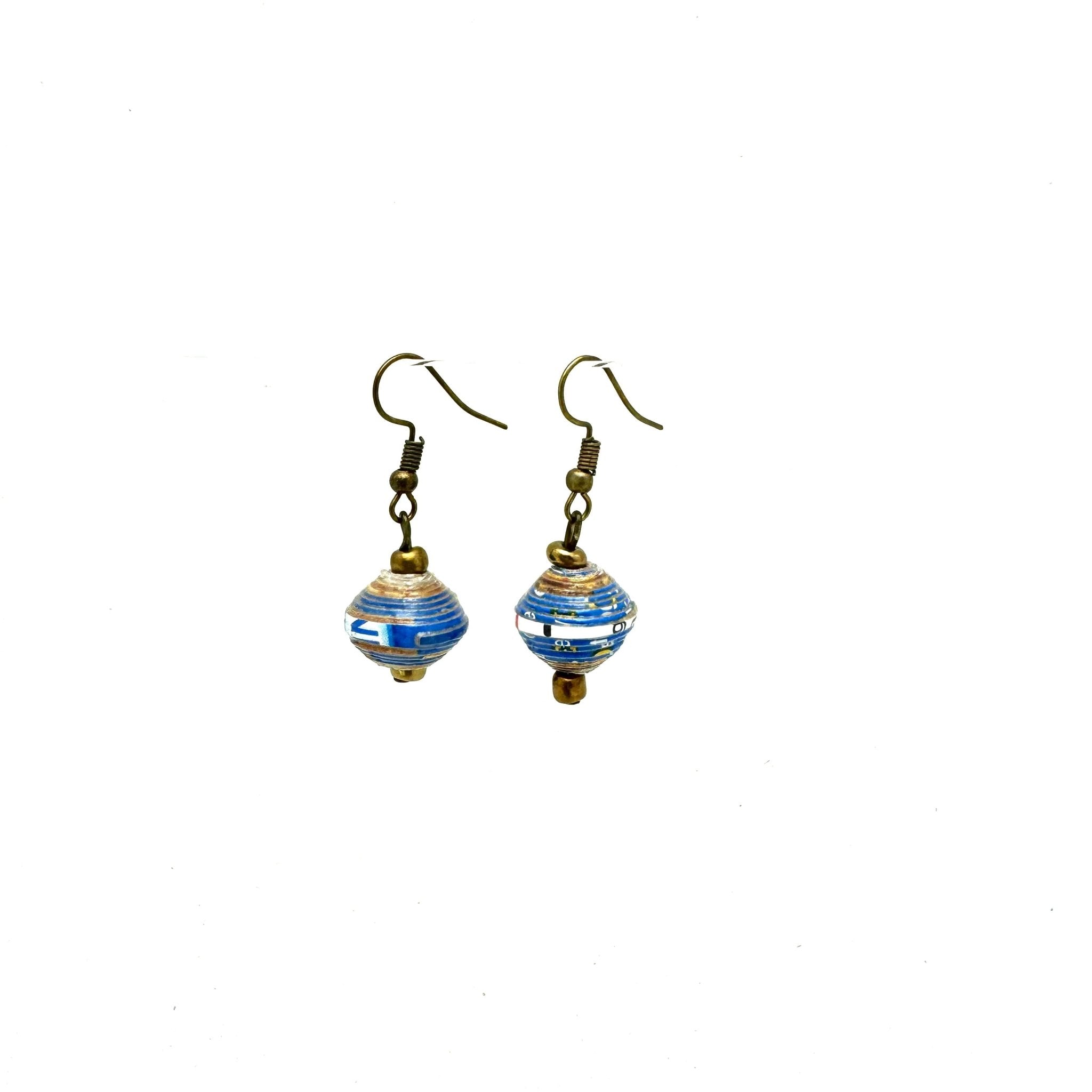 Cereal Box Bead Earrings - Blue Hues