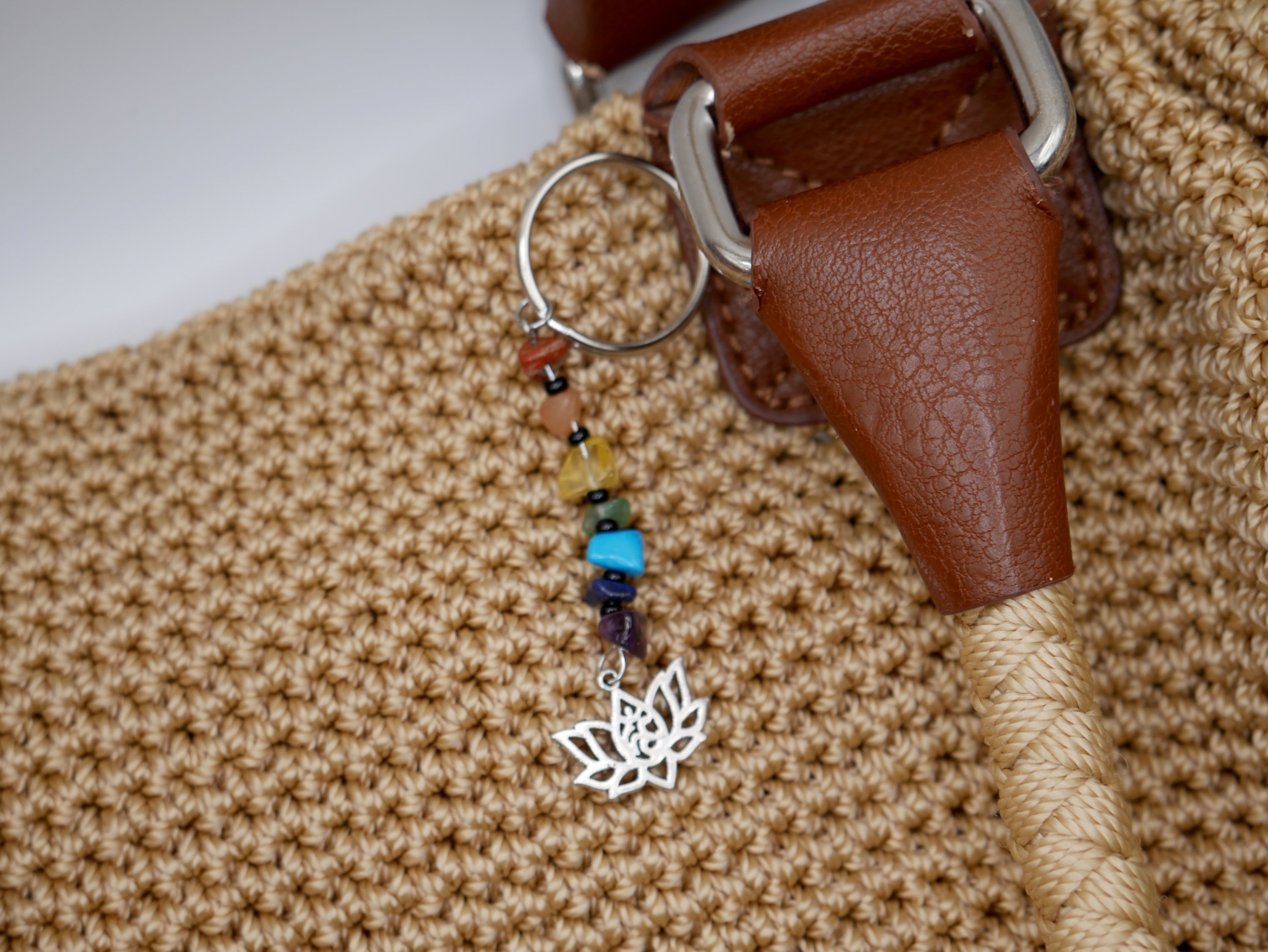 Chakra Rainbow Gemstone Keychain and Bag Charm