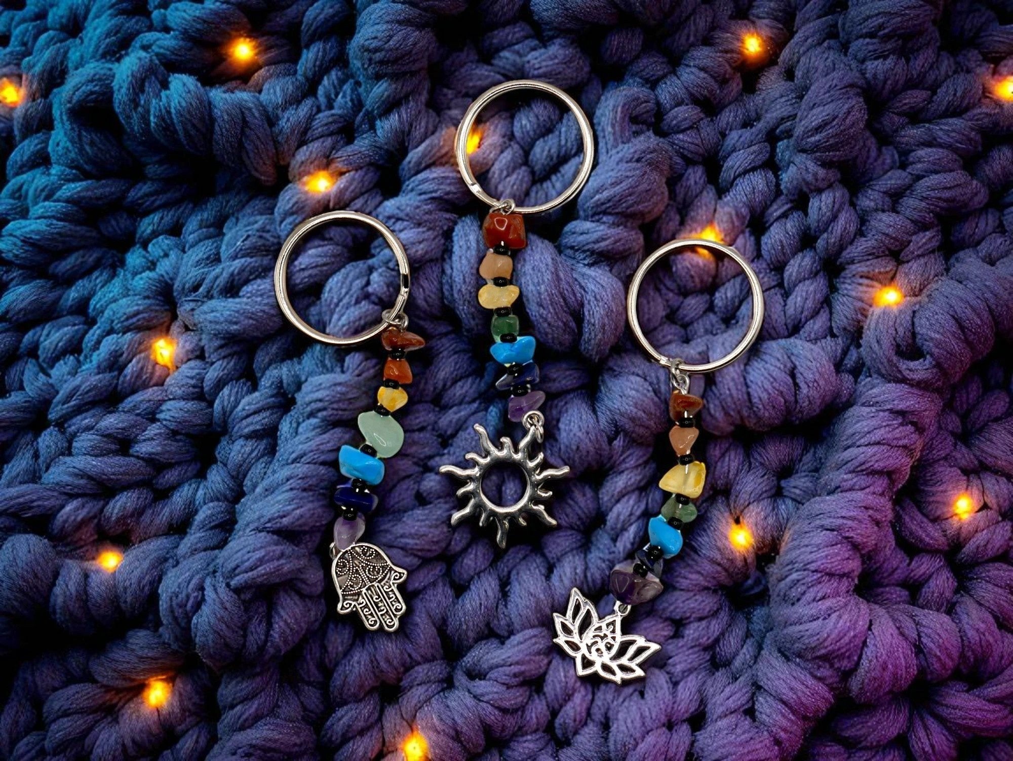 Chakra Rainbow Gemstone Keychain and Bag Charm by Why Begin