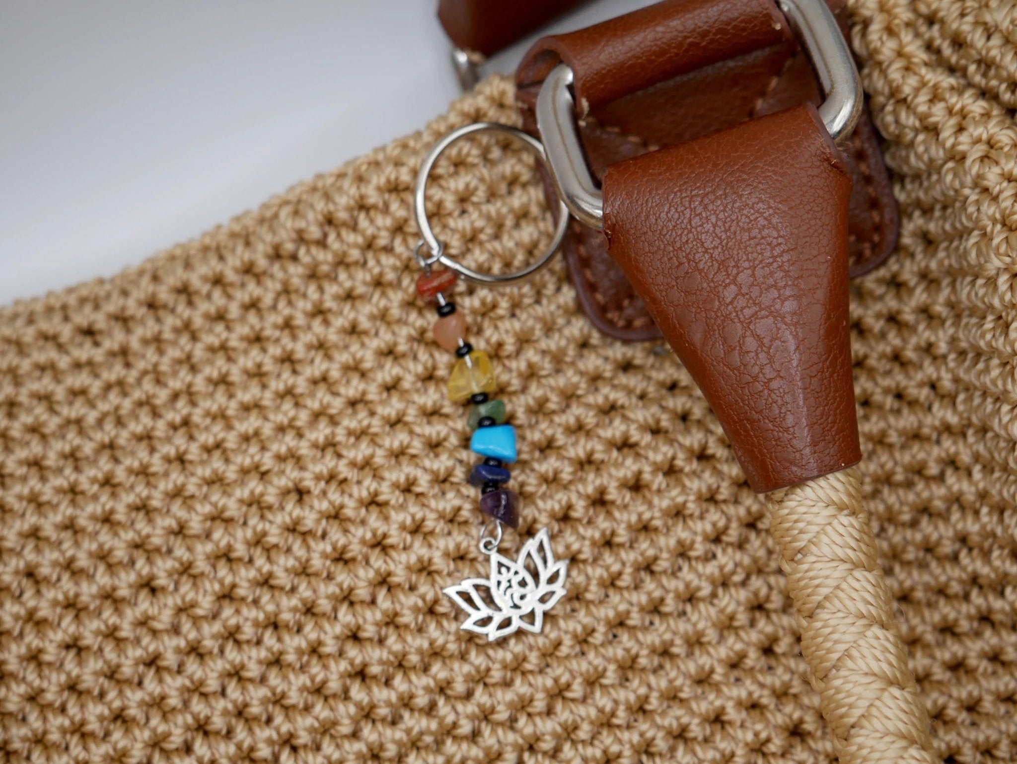Chakra Rainbow Gemstone Keychain and Bag Charm by Why Begin