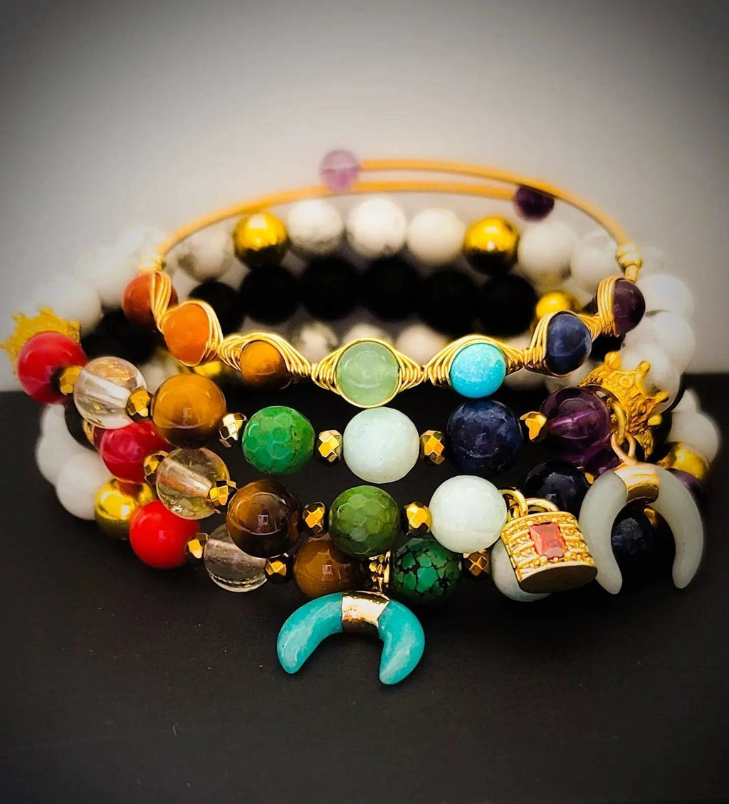 Chakra Stone Stacked Bracelet set by L.Signature Collection by L.Styles