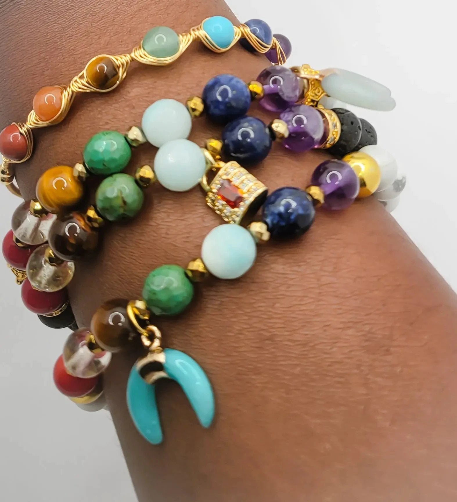 Chakra Stone Stacked Bracelet set by L.Signature Collection by L.Styles