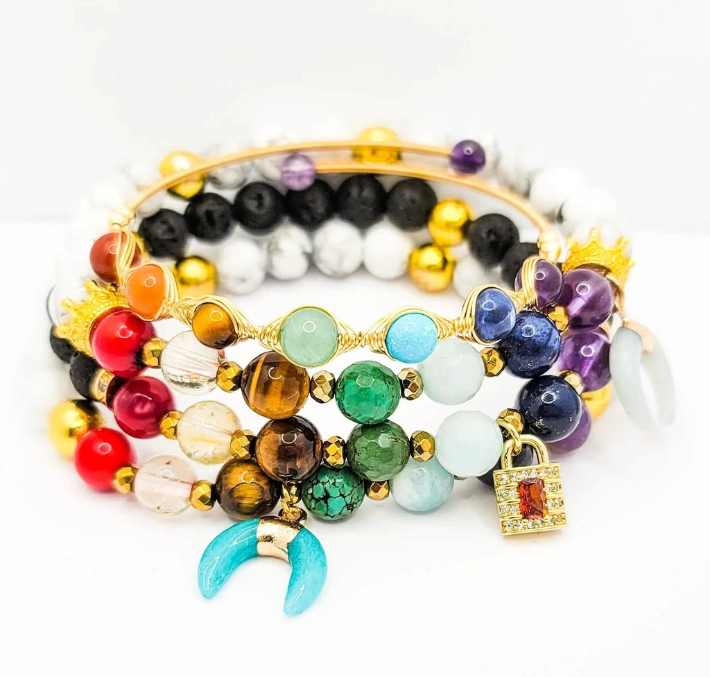 Chakra Stone Stacked Bracelet set by L.Signature Collection by L.Styles