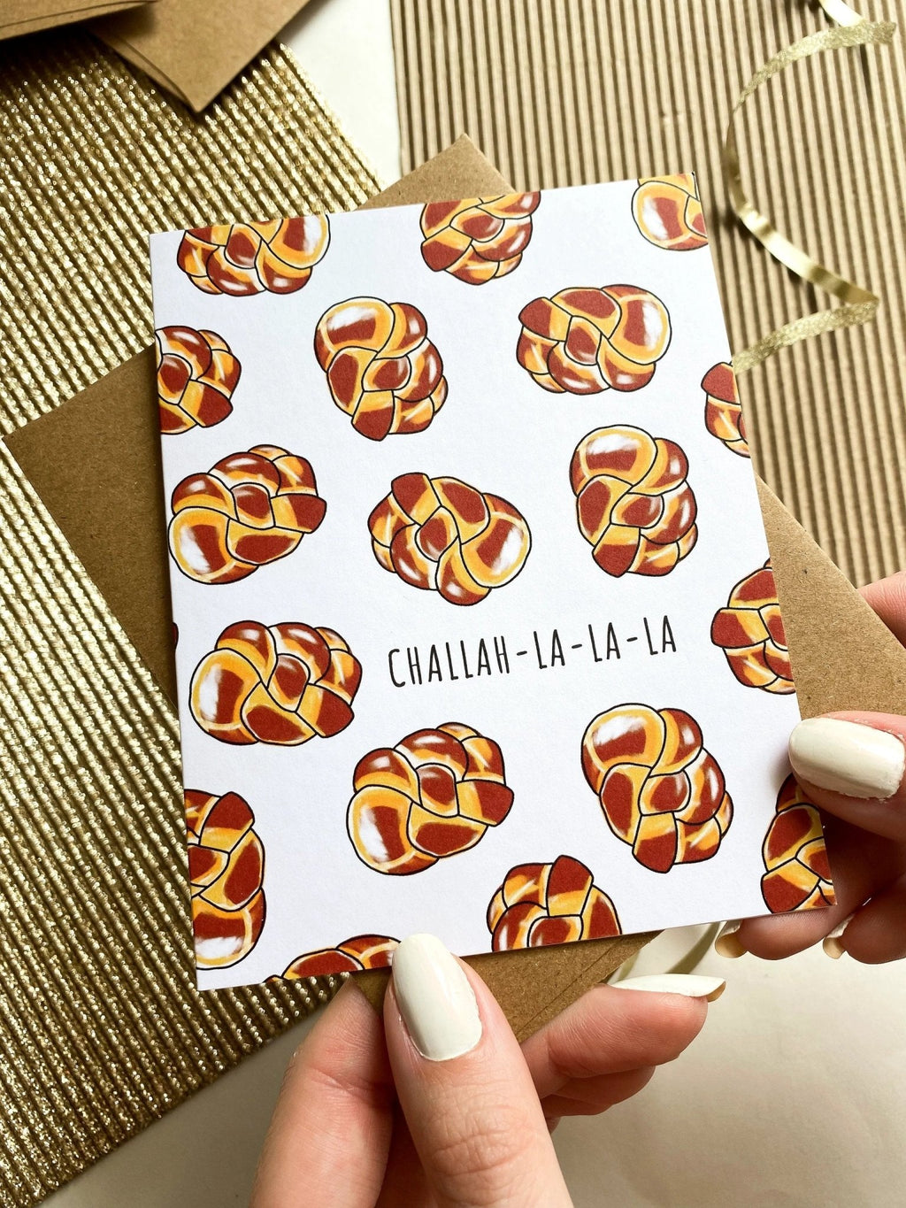 Challah Hanukkah Card, Funny Hanukkah Card, Unique Card for Hanukkah by Five Dot Post