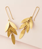 Chameli Leaf Chandelier Dangle Earrings HME stock line La Vie Bien Chameli Leaf Chandelier Dangle Earrings