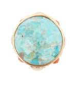 Champs Blue Turquoise and Coral Golden Statement Ring by Barse Jewelry