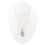 Champs Blue Turquoise and Orange Coral Golden Pendant Necklace by Barse Jewelry