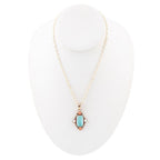 Champs Blue Turquoise and Orange Coral Golden Pendant Necklace Earrings La Vie Bien Champs Blue Turquoise and Orange Coral Golden Pendant Necklace