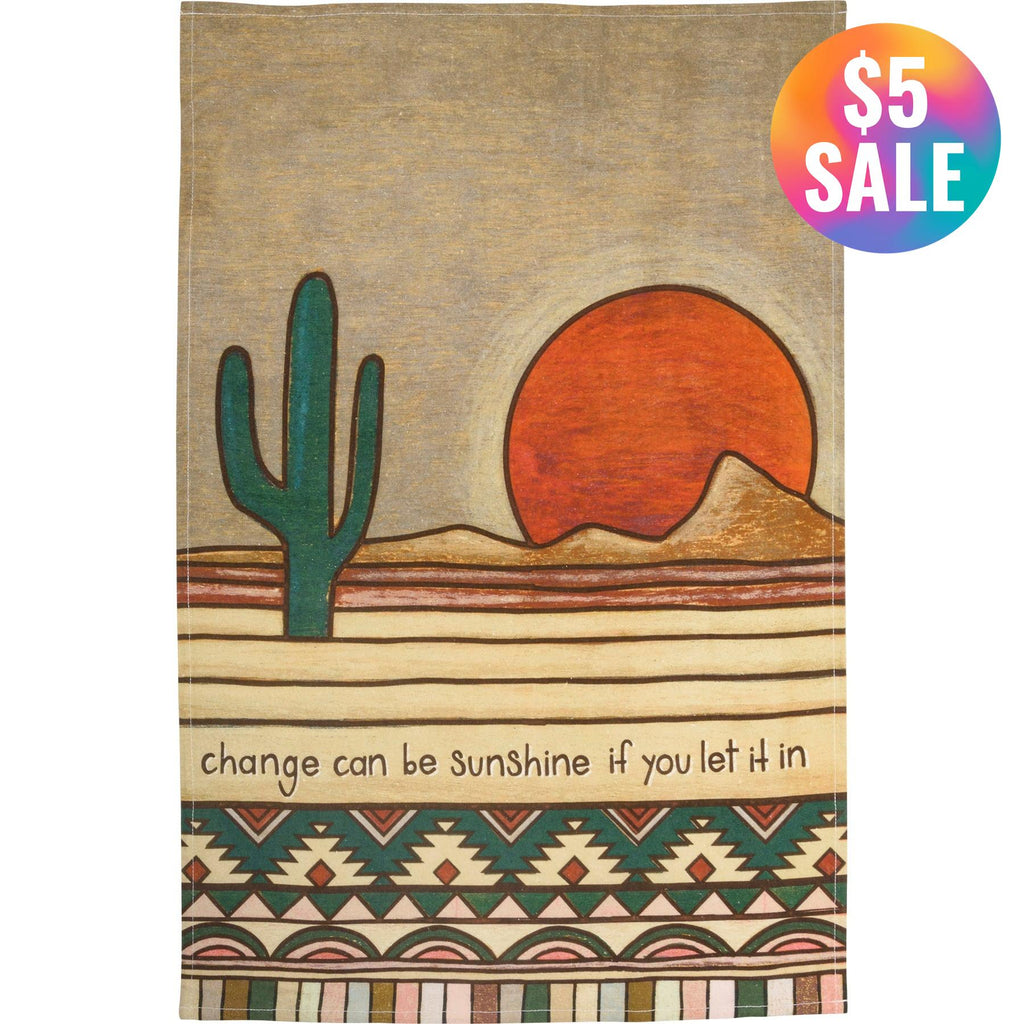 Change Can Be Sunshine If You Let It In Kitchen Towel | Woodburned Desert Hand Tea Dish Cloth | 18" x 28" Dish Towel La Vie Bien Change Can Be Sunshine If You Let It In Kitchen Towel | Woodburned Desert Hand Tea Dish Cloth | 18" x 28"