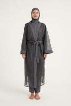 Charcoal Full Length Modest Mesh Kimono – Marina P2501-5 Pareo La Vie Bien Charcoal Full Length Modest Mesh Kimono – Marina P2501-5