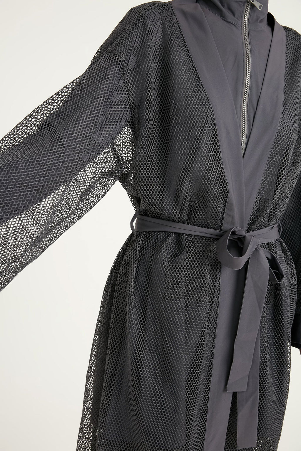 Charcoal Full Length Modest Mesh Kimono – Marina P2501-5 Pareo La Vie Bien Charcoal Full Length Modest Mesh Kimono – Marina P2501-5
