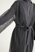 Charcoal Full Length Modest Mesh Kimono – Marina P2501-5 Pareo La Vie Bien Charcoal Full Length Modest Mesh Kimono – Marina P2501-5