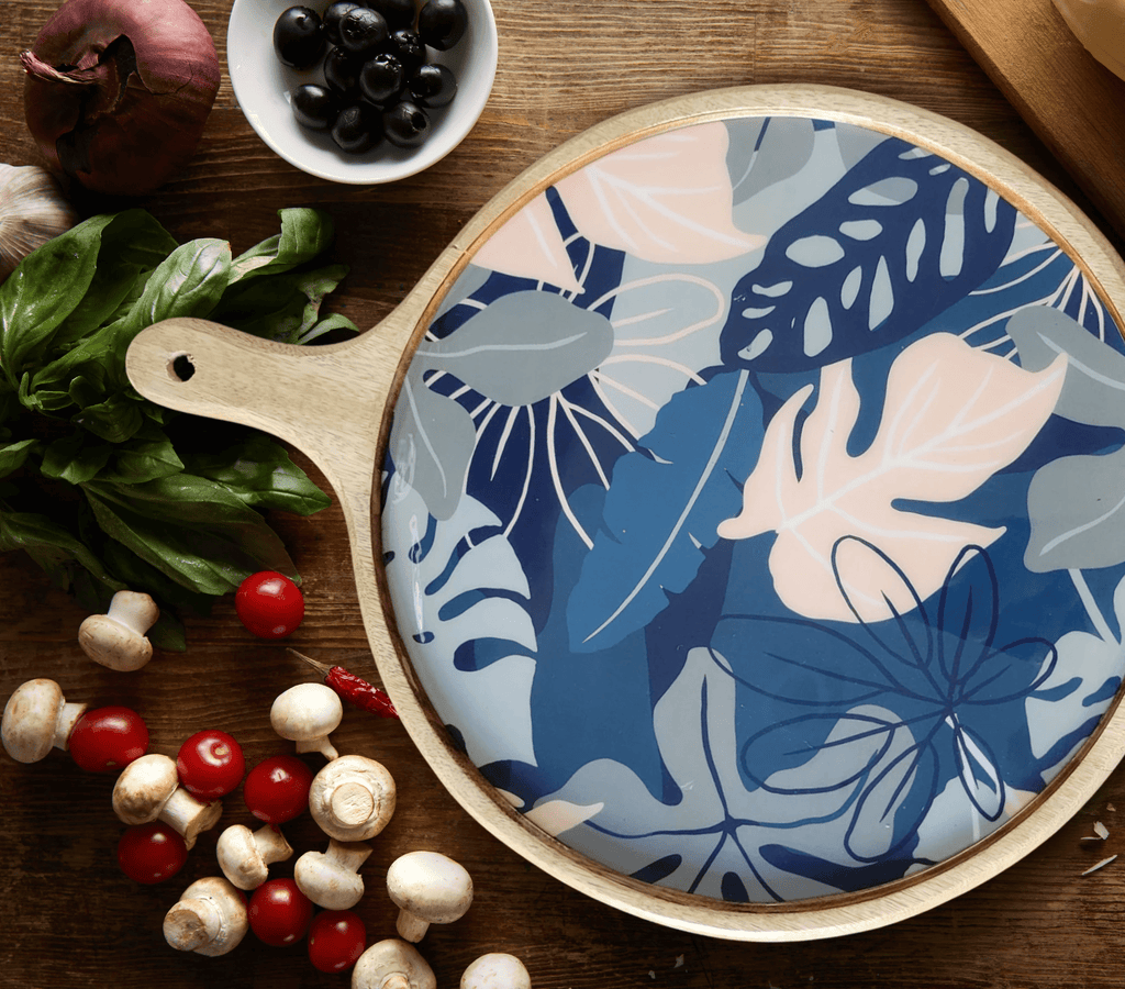 Charcuterie Board Pizza Serving Platter - Floral by Bohozena
