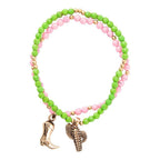 Charmed Cactus and Boot Pink Green Jade Bracelet Set by Barse Jewelry