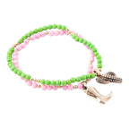 Charmed Cactus and Boot Pink Green Jade Bracelet Set by Barse Jewelry