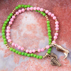Charmed Cactus and Boot Pink Green Jade Bracelet Set by Barse Jewelry