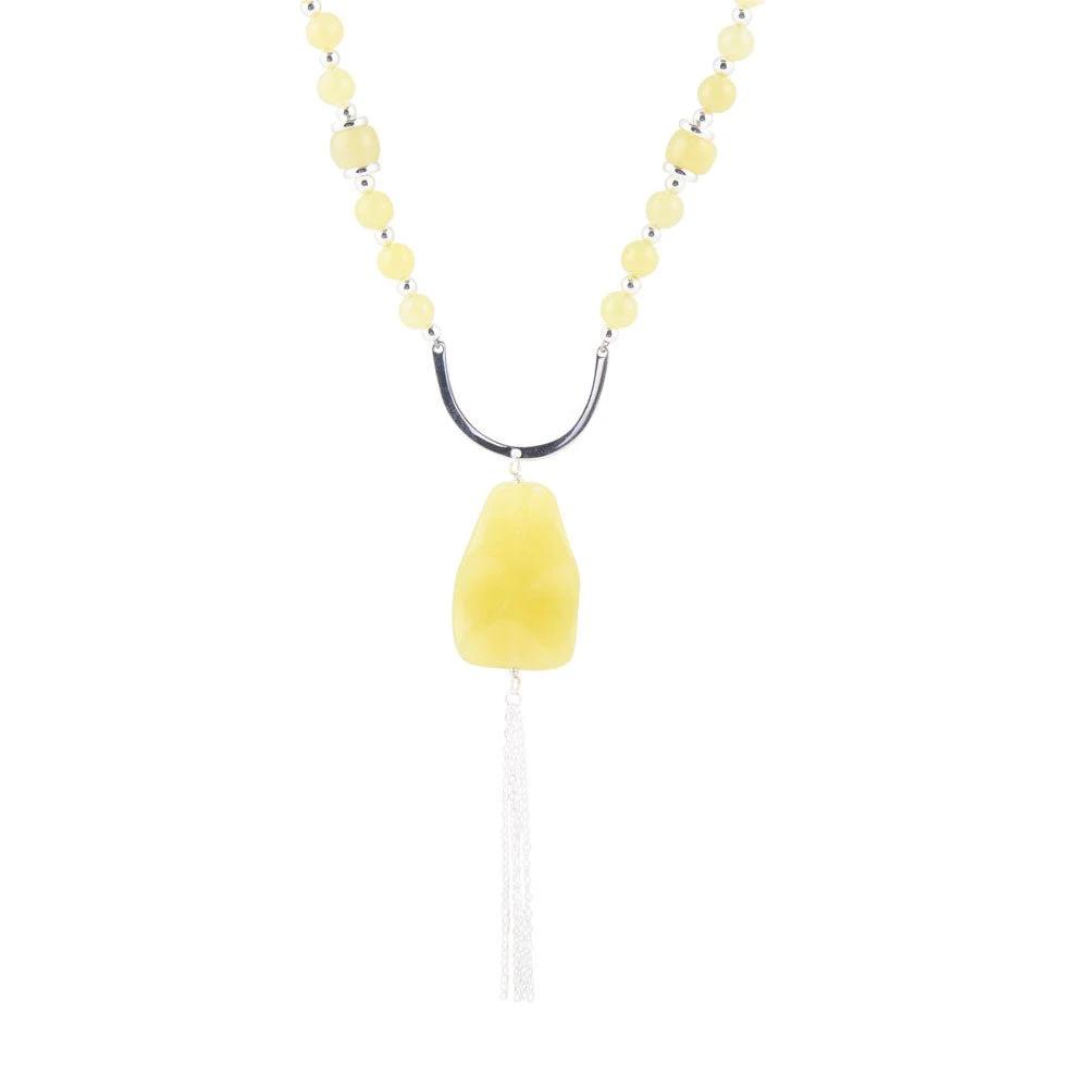Chartruese Lemon Jade Long Pendant Necklace by Barse Jewelry
