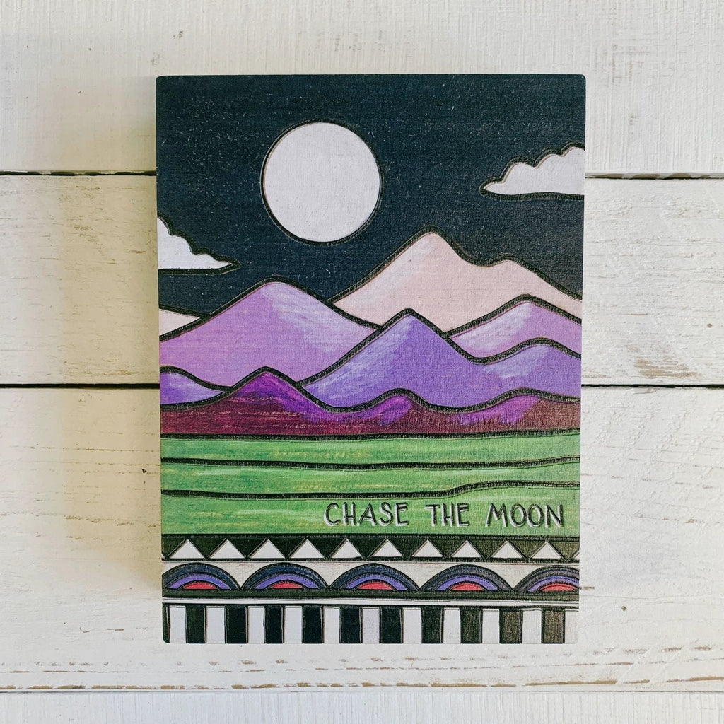Chase The Moon Wooden Box Sign | Wall Desk Office Home Decor | 6" x 8" by The Bullish Store