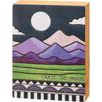 Chase The Moon Wooden Box Sign | Wall Desk Office Home Decor | 6" x 8" by The Bullish Store