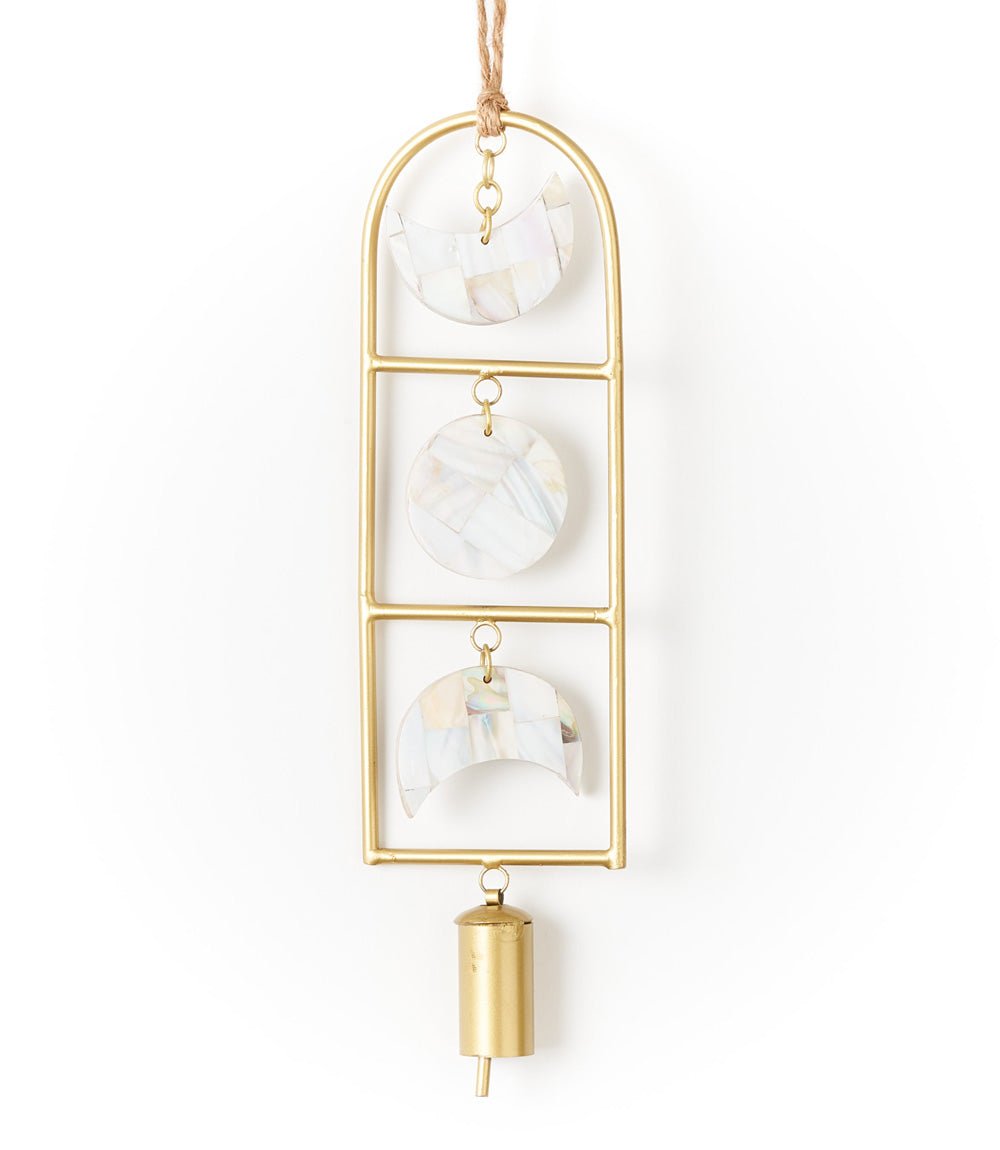 Chayana Moon Phase Mother of Pearl Wind Chime - Fair Trade Decor HME stock line La Vie Bien Chayana Moon Phase Mother of Pearl Wind Chime - Fair Trade Decor