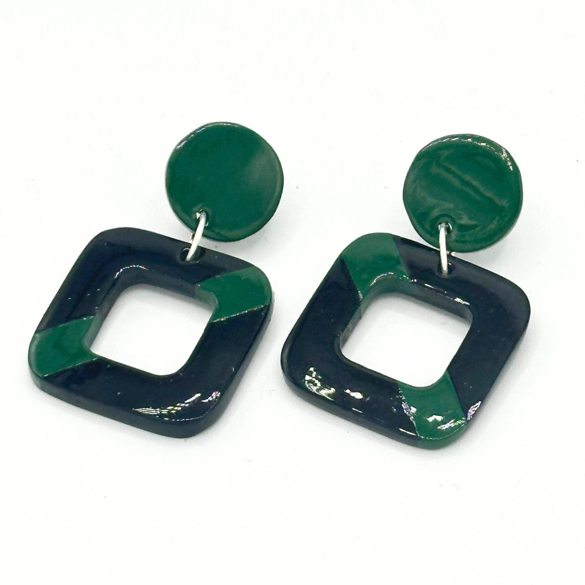 Check Box Horn Stud Earrings