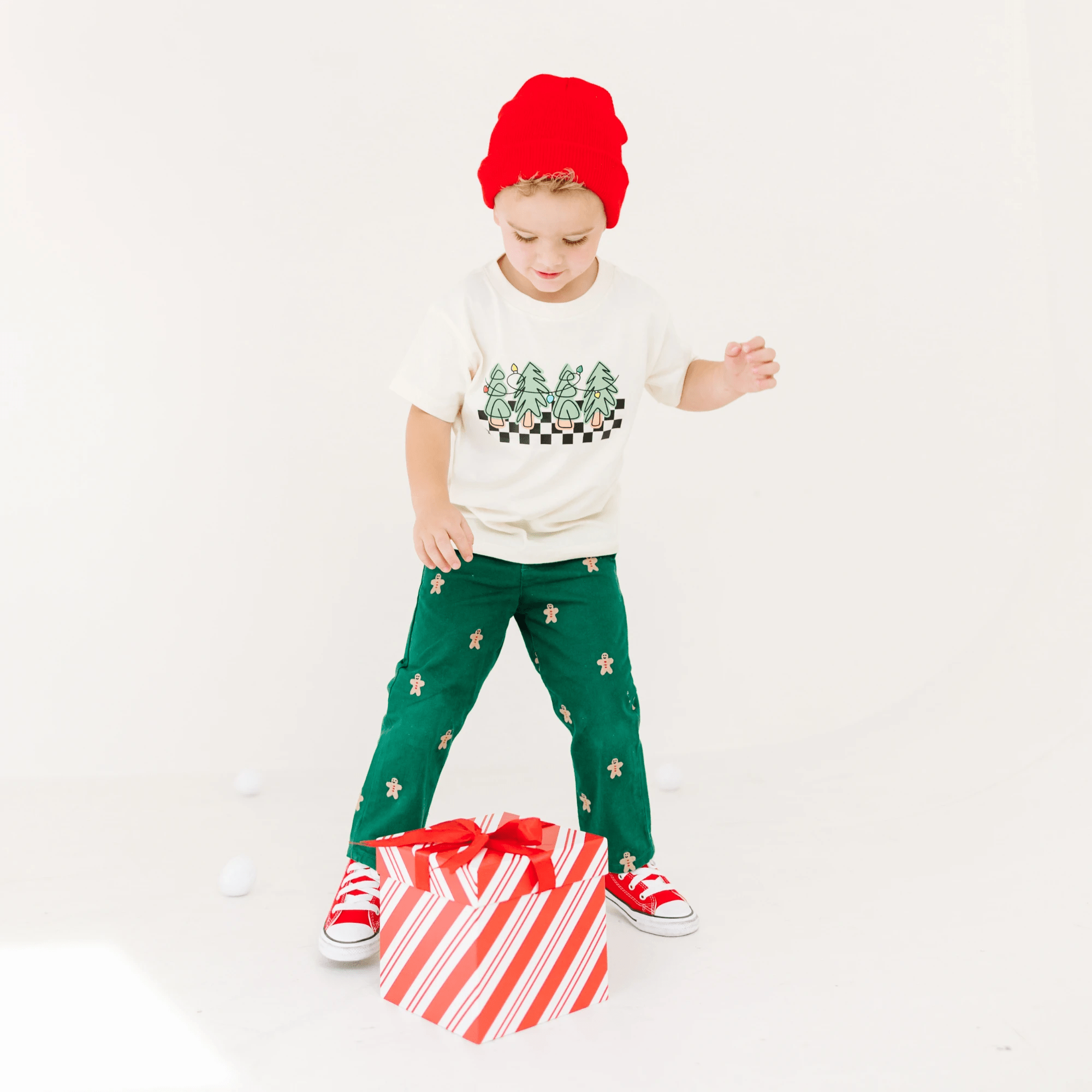 Checkered Christmas Tree tee shirt, toddler and youth sizes by Benny and Ray Apparel
