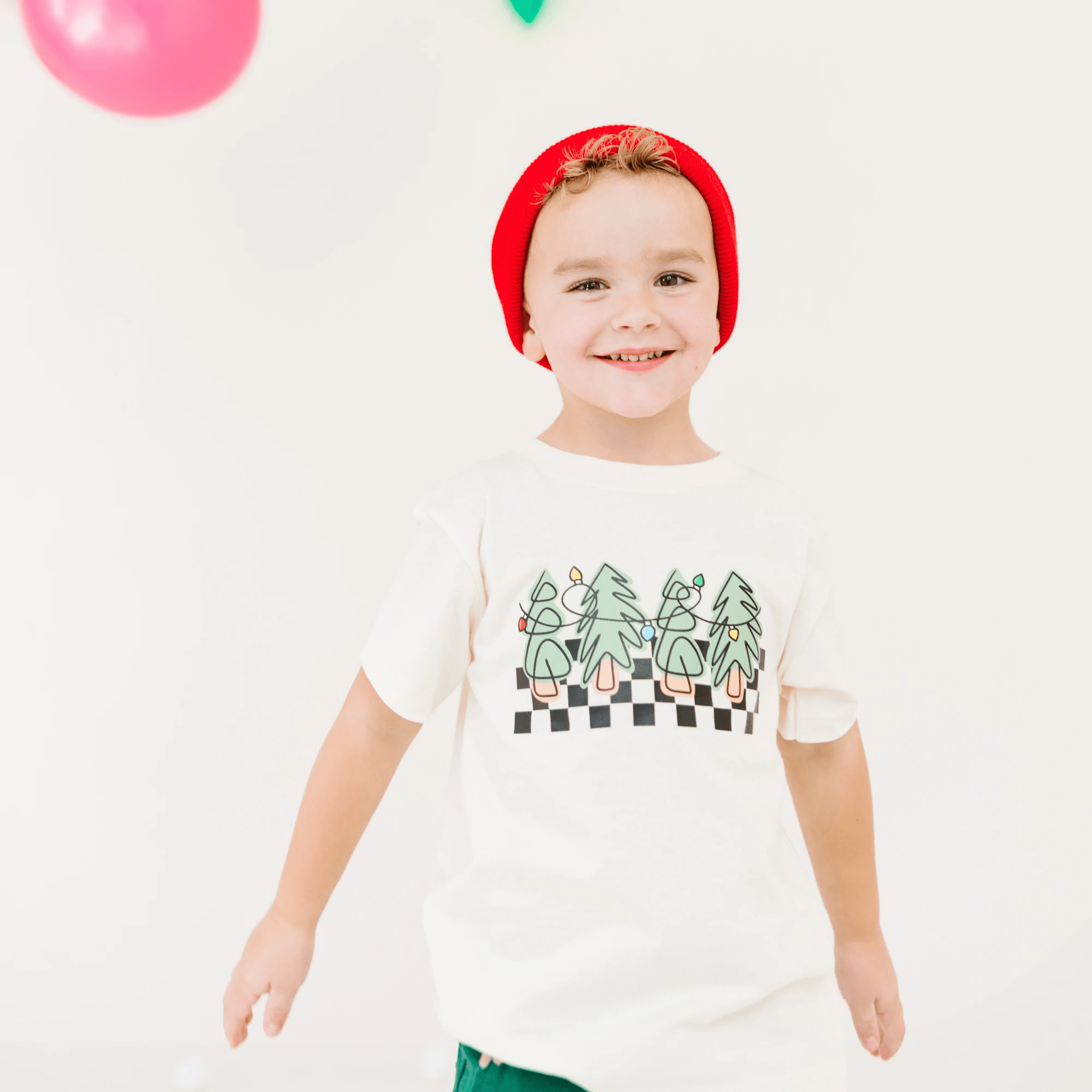 Checkered Christmas Tree tee shirt, toddler and youth sizes by Benny and Ray Apparel