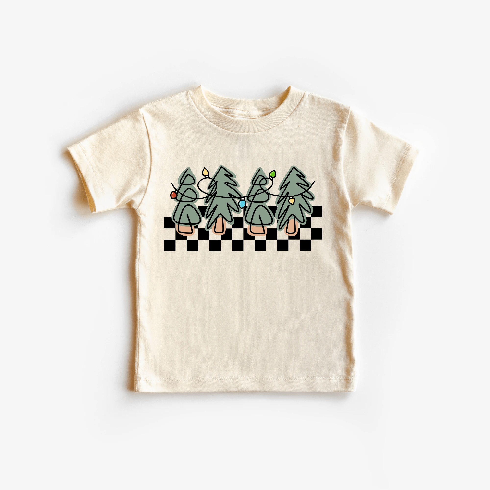 Checkered Christmas Tree tee shirt, toddler and youth sizes by Benny and Ray Apparel