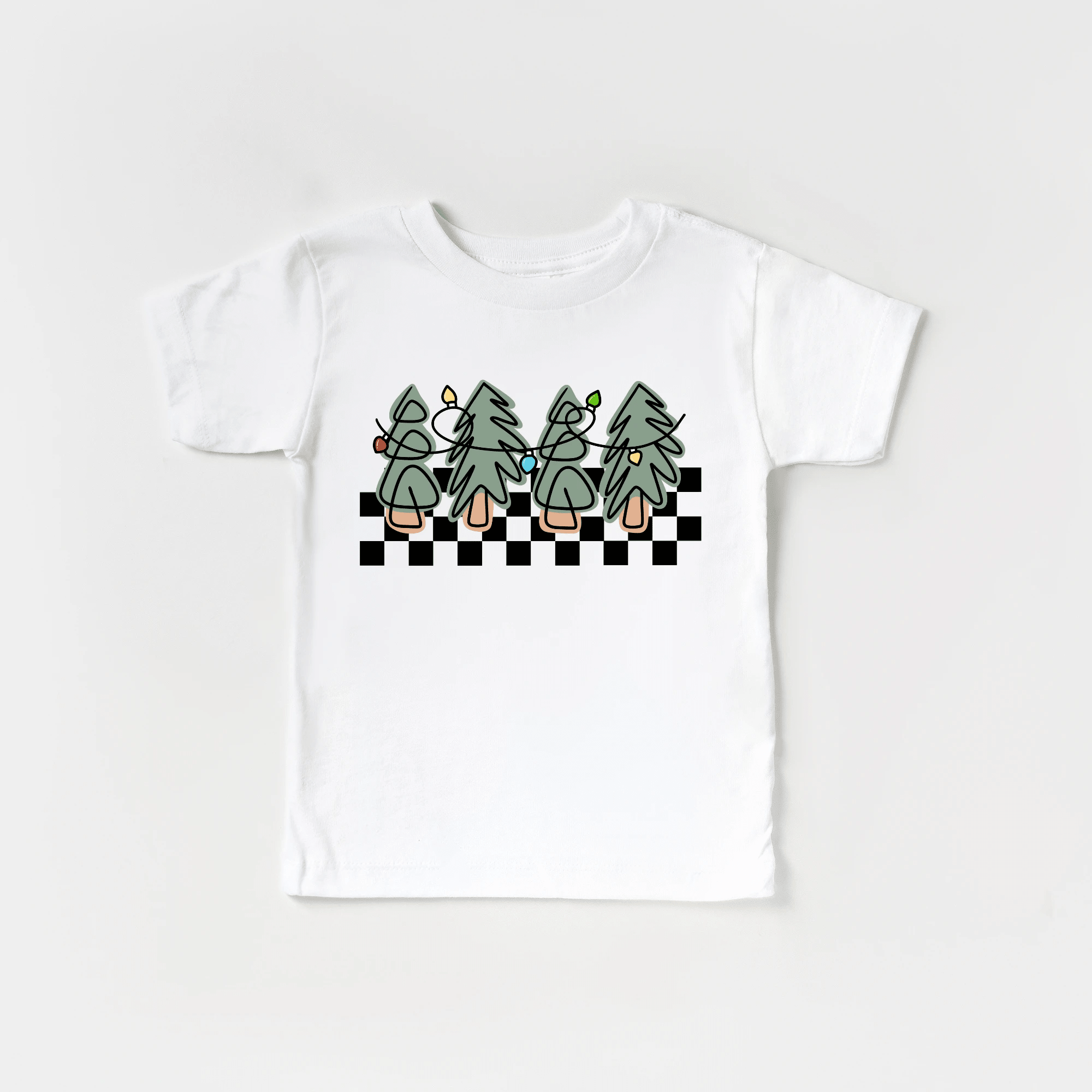 Checkered Christmas Tree tee shirt, toddler and youth sizes by Benny and Ray Apparel
