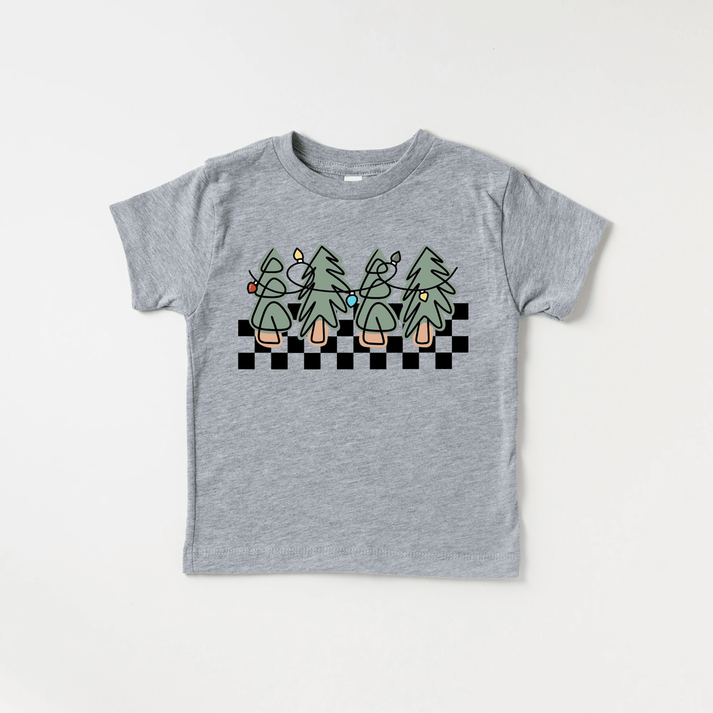Checkered Christmas Tree tee shirt, toddler and youth sizes by Benny and Ray Apparel