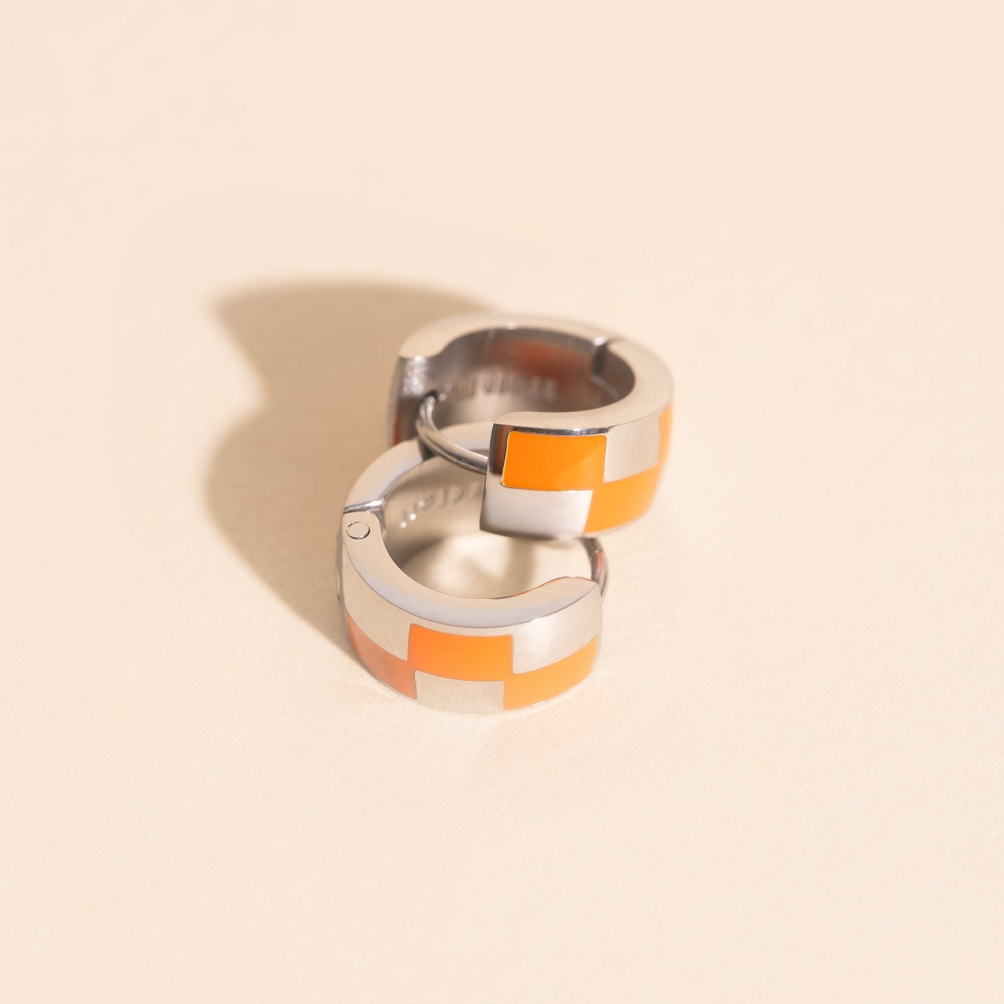 Checkered Rounded Super Chunky Huggie Hoop Earrings Super Chunky Huggie Hoops La Vie Bien Checkered Rounded Super Chunky Huggie Hoop Earrings