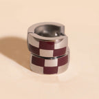 Checkered Rounded Super Chunky Huggie Hoop Earrings Super Chunky Huggie Hoops La Vie Bien Checkered Rounded Super Chunky Huggie Hoop Earrings