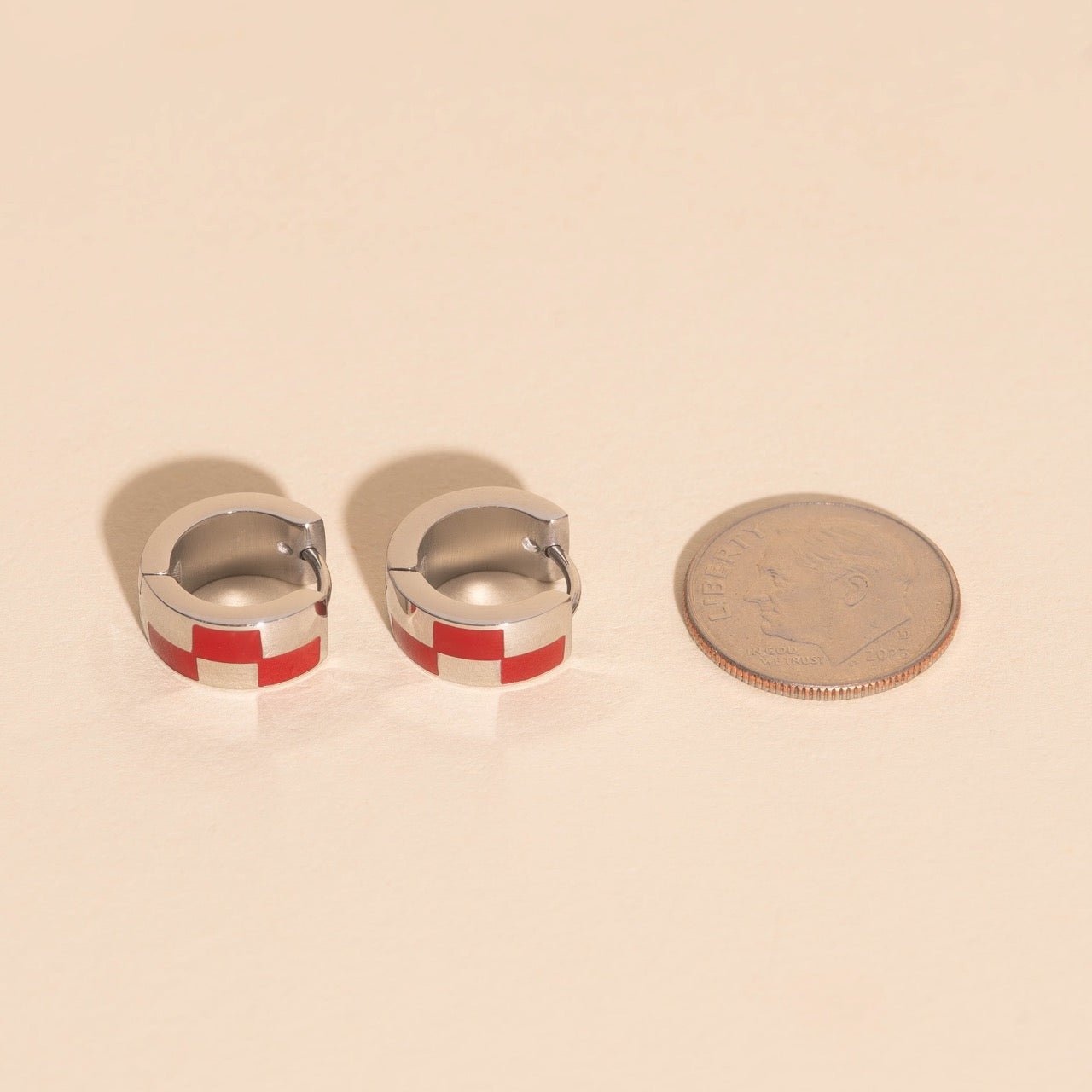 Checkered Rounded Super Chunky Huggie Hoop Earrings Super Chunky Huggie Hoops La Vie Bien Checkered Rounded Super Chunky Huggie Hoop Earrings