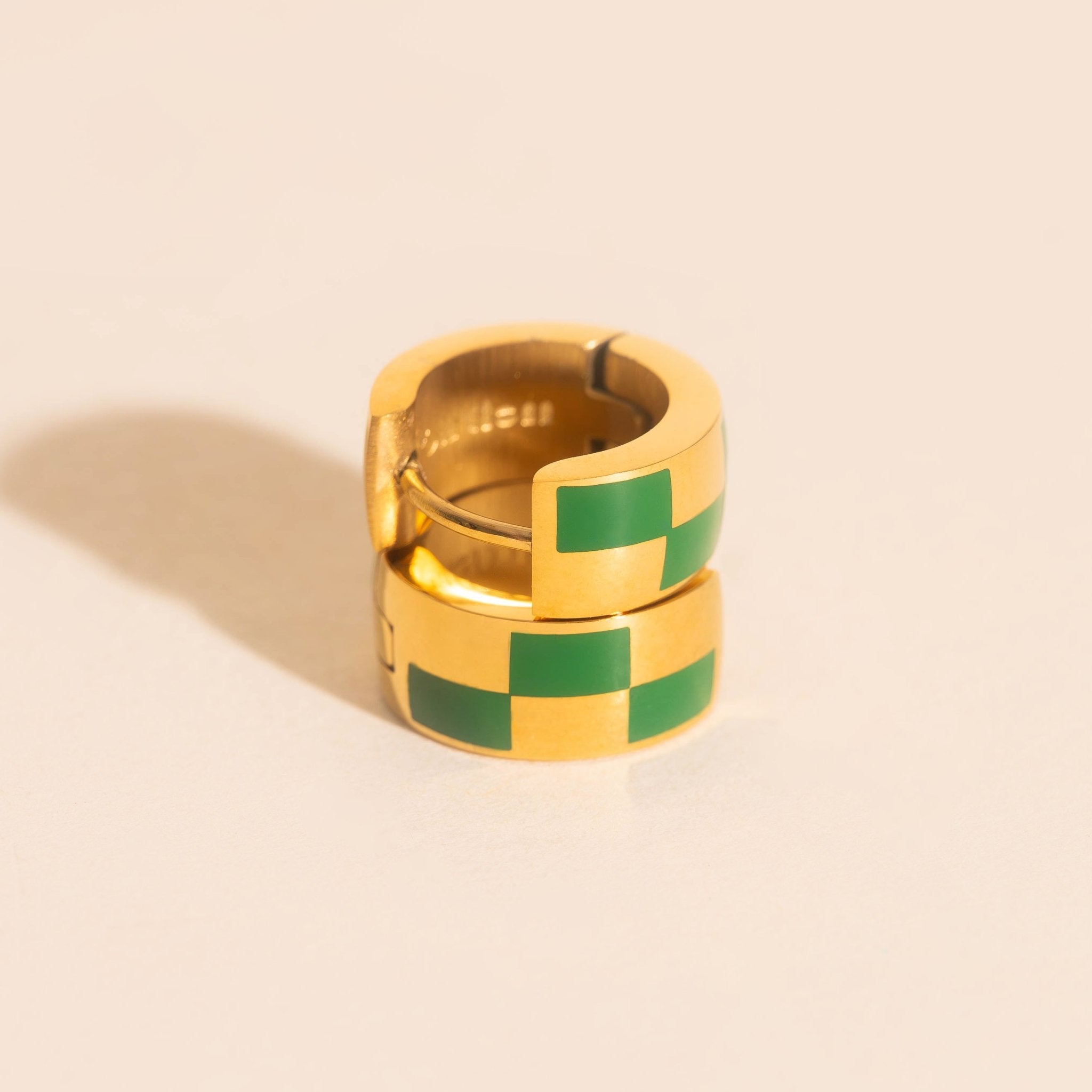 Checkered Rounded Super Chunky Huggie Hoop Earrings Super Chunky Huggie Hoops La Vie Bien Checkered Rounded Super Chunky Huggie Hoop Earrings