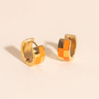 Checkered Rounded Super Chunky Huggie Hoop Earrings Super Chunky Huggie Hoops La Vie Bien Checkered Rounded Super Chunky Huggie Hoop Earrings
