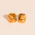 Checkered Rounded Super Chunky Huggie Hoop Earrings Super Chunky Huggie Hoops La Vie Bien Checkered Rounded Super Chunky Huggie Hoop Earrings