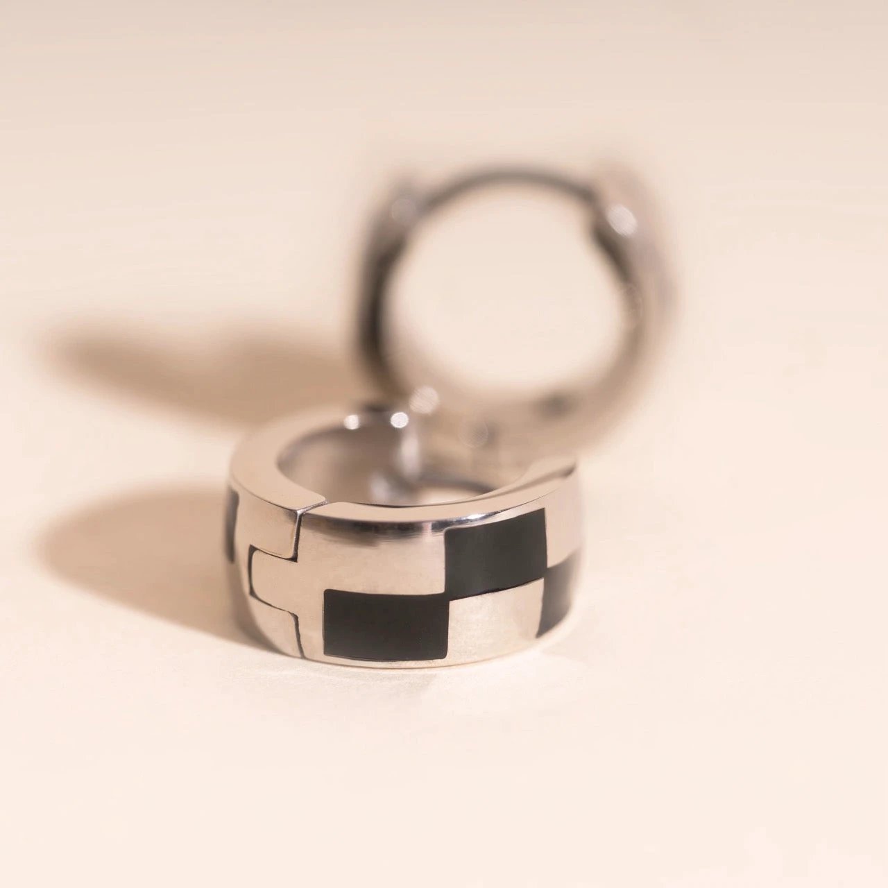 Checkered Rounded Super Chunky Huggie Hoop Earrings by Oh Clementine
