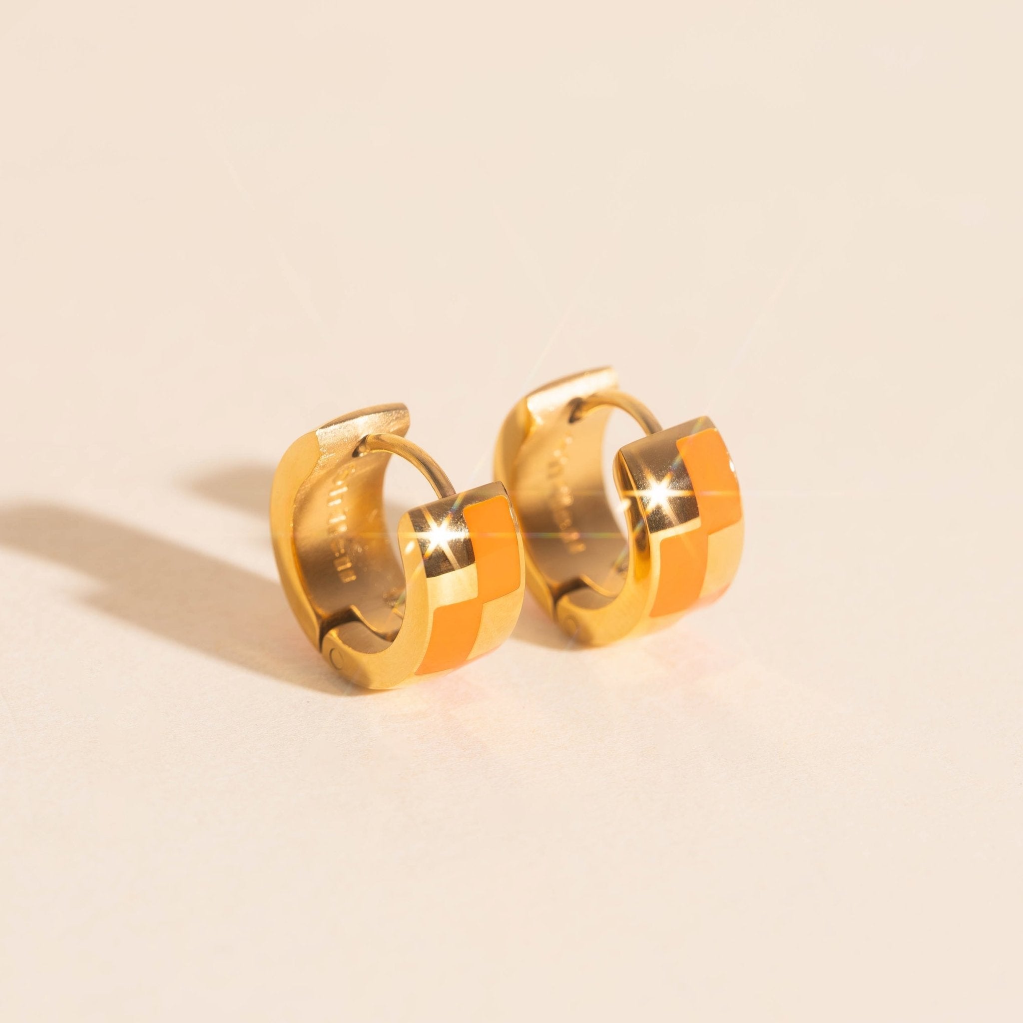 Checkered Rounded Super Chunky Huggie Hoop Earrings Super Chunky Huggie Hoops La Vie Bien Checkered Rounded Super Chunky Huggie Hoop Earrings