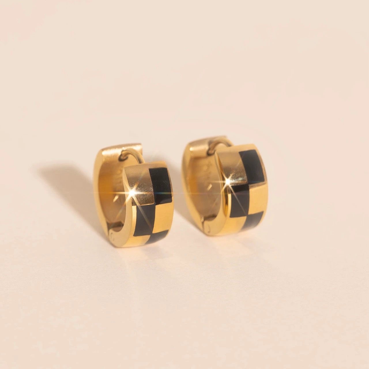 Checkered Rounded Super Chunky Huggie Hoop Earrings by Oh Clementine