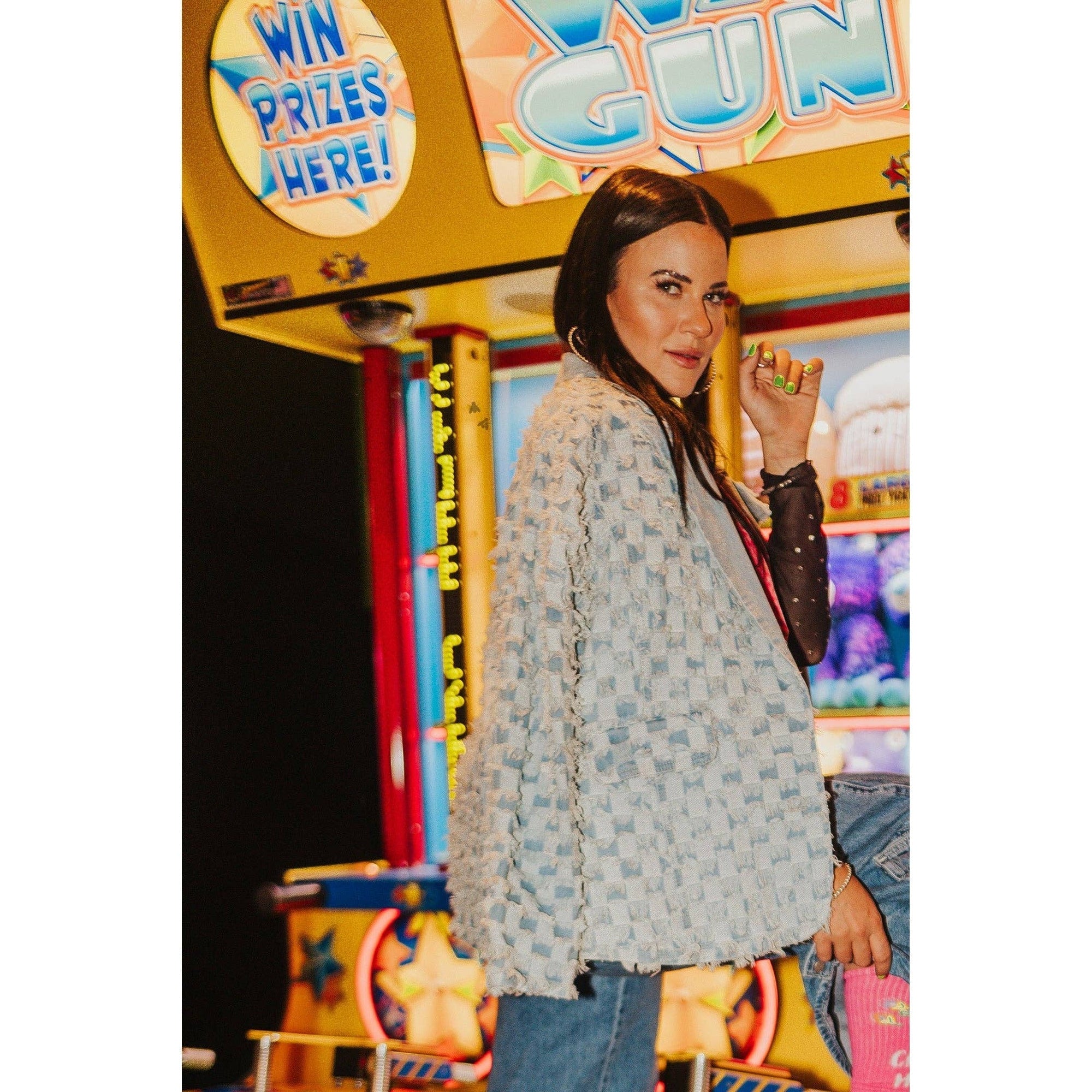 Checkity Check Blazer | Checkered Denim Jacket [Sizes SM - 2X]