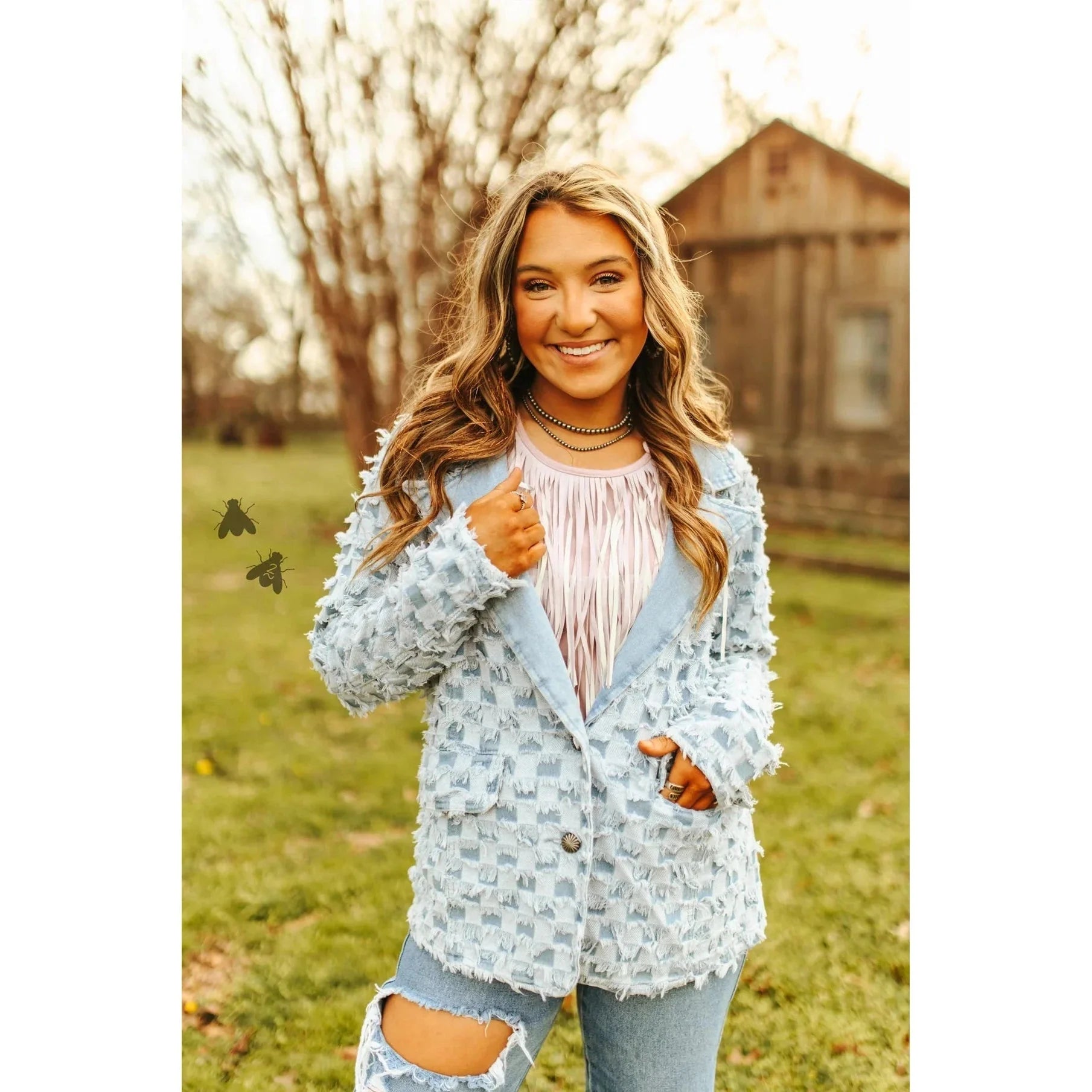 Checkity Check Blazer | Checkered Denim Jacket [Sizes SM - 2X]