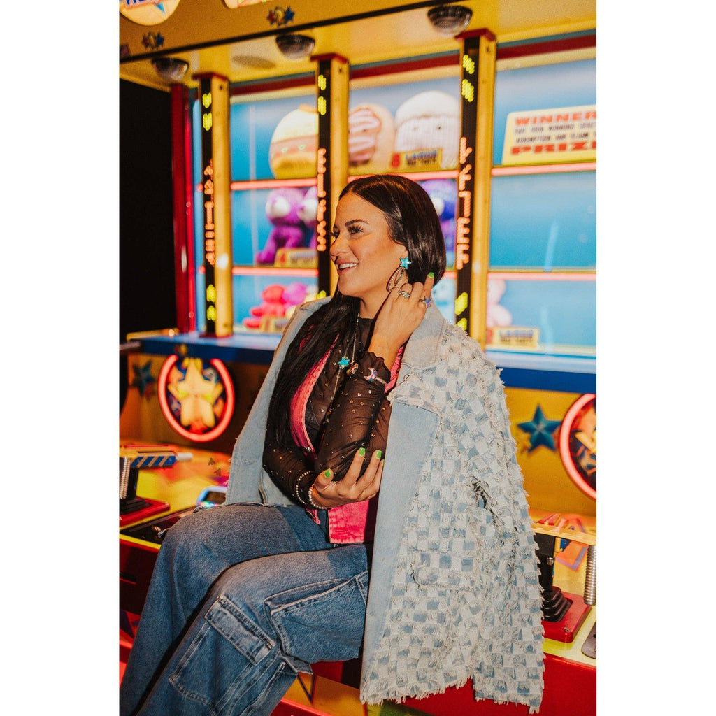 Checkity Check Blazer | Checkered Denim Jacket [Sizes SM - 2X]