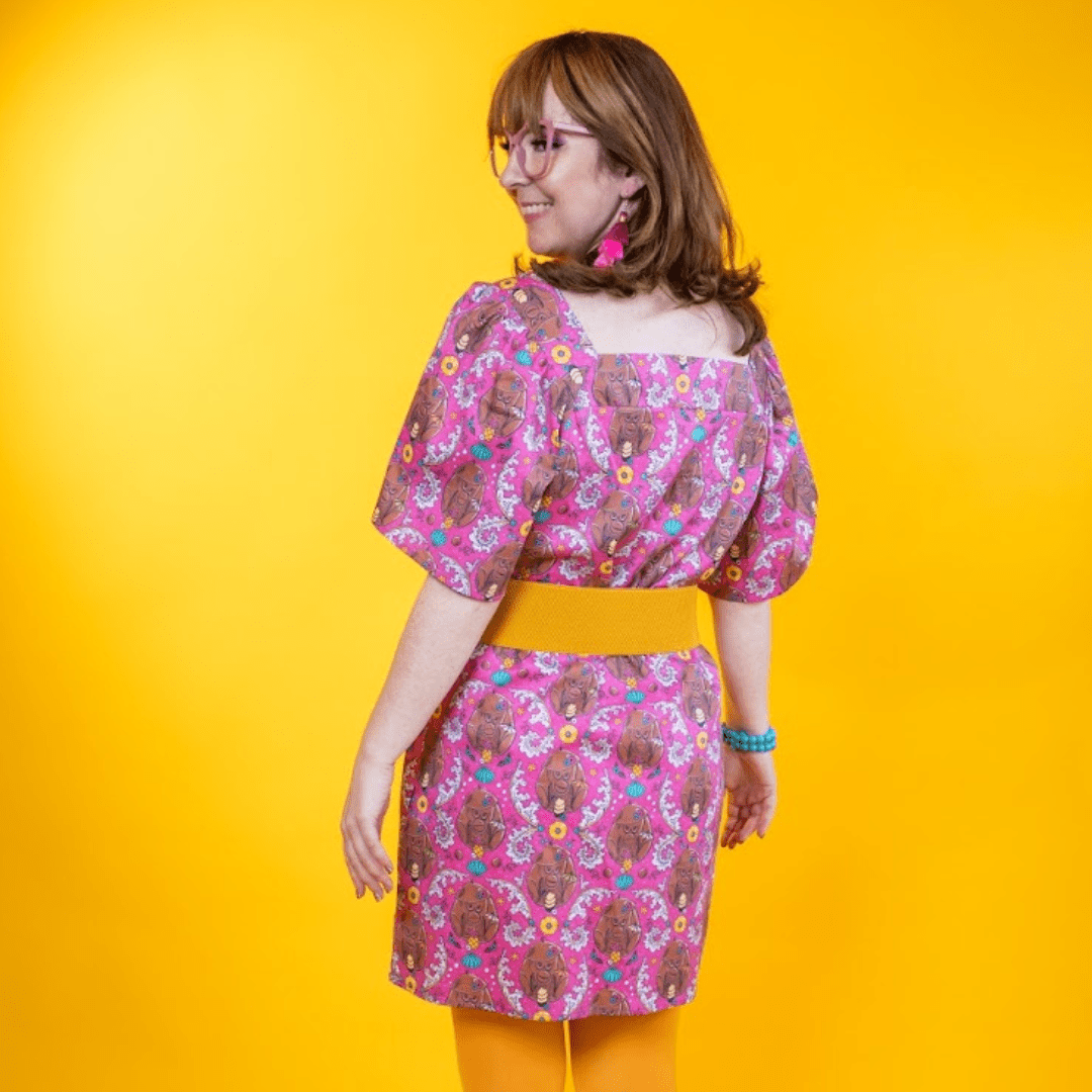 Cheeky Monkeys Square Neck Dress in Magenta Mini dress La Vie Bien Cheeky Monkeys Square Neck Dress in Magenta