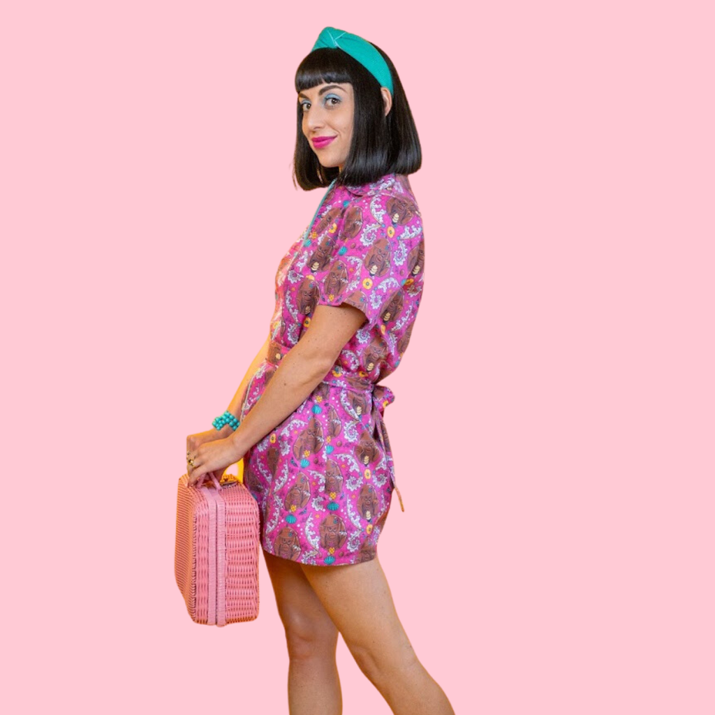 Cheeky Monkeys Zip - front Mini in Magenta Mini dress La Vie Bien Cheeky Monkeys Zip - front Mini in Magenta
