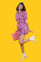 Cheeky Monkeys Zip - front Mini in Magenta Mini dress La Vie Bien Cheeky Monkeys Zip - front Mini in Magenta