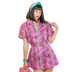 Cheeky Monkeys Zip - front Mini in Magenta Mini dress La Vie Bien Cheeky Monkeys Zip - front Mini in Magenta